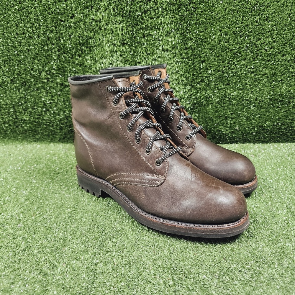 Grenson Brown Leather Plain Toe Goodyear Welt Ankle Lace Up Boots Mens UK 8 US 9